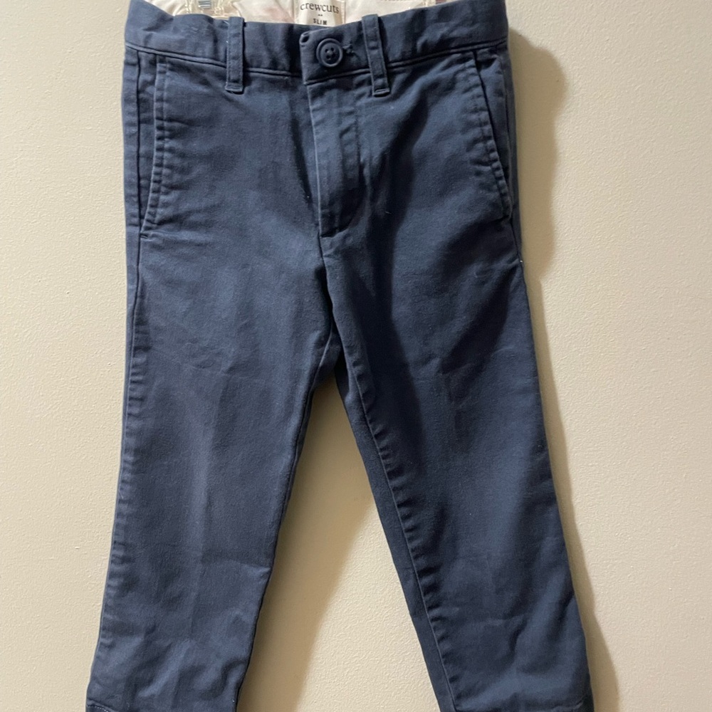 Crewcuts Boys Blue Chino Cotton‎ Pants Button Zip Slim Pockets School